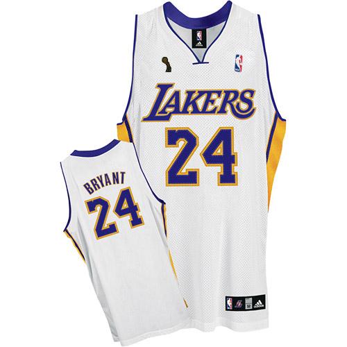 Youth Adidas Los Angeles Lakers 24 Kobe Bryant Swingman White Alternate Champions Patch NBA Jersey